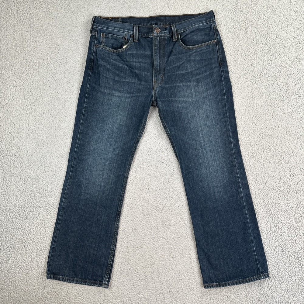 Levi's 527 Jeans Men 36x30 Blue Slim Bootcut Whiskered Dark Wash Denim Cowboy